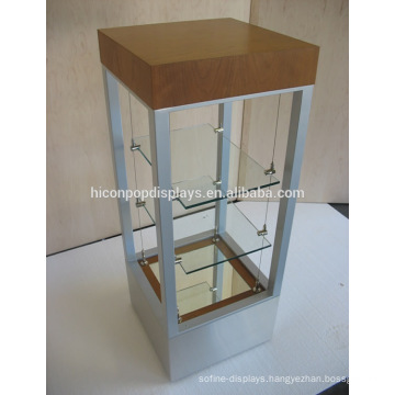 3-Layer Tabletop Eyeglass Retail Shop Clear Glass Shelves Metal Wood Frame Sunglass Display Fixture